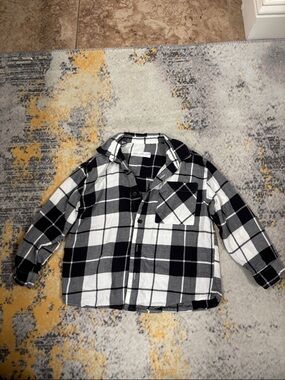 Zara Black and White Plaid Button-Down Shirt